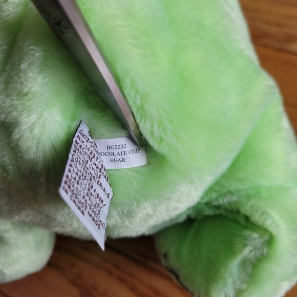 Baby Ganz Bear Plush with Rattle Chocolate Chip Mint Green Brown - Picture 7 of 9